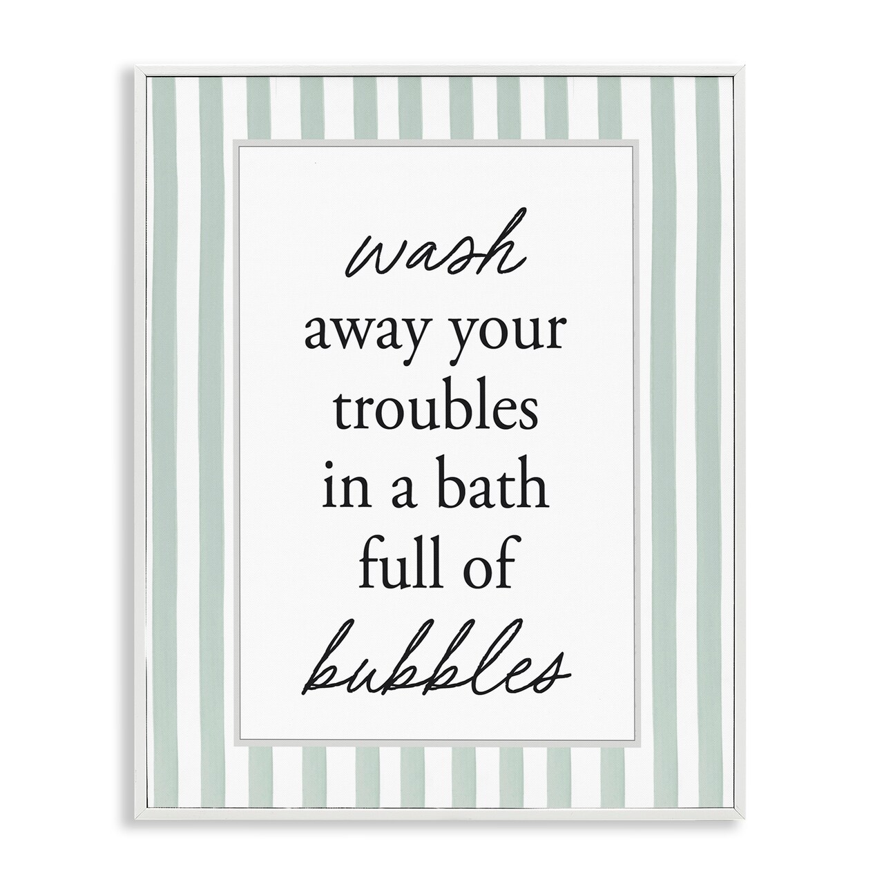 Stupell Industries Bubble Bath Phrase on Stripes Framed Giclee, design by Lettered and Lined